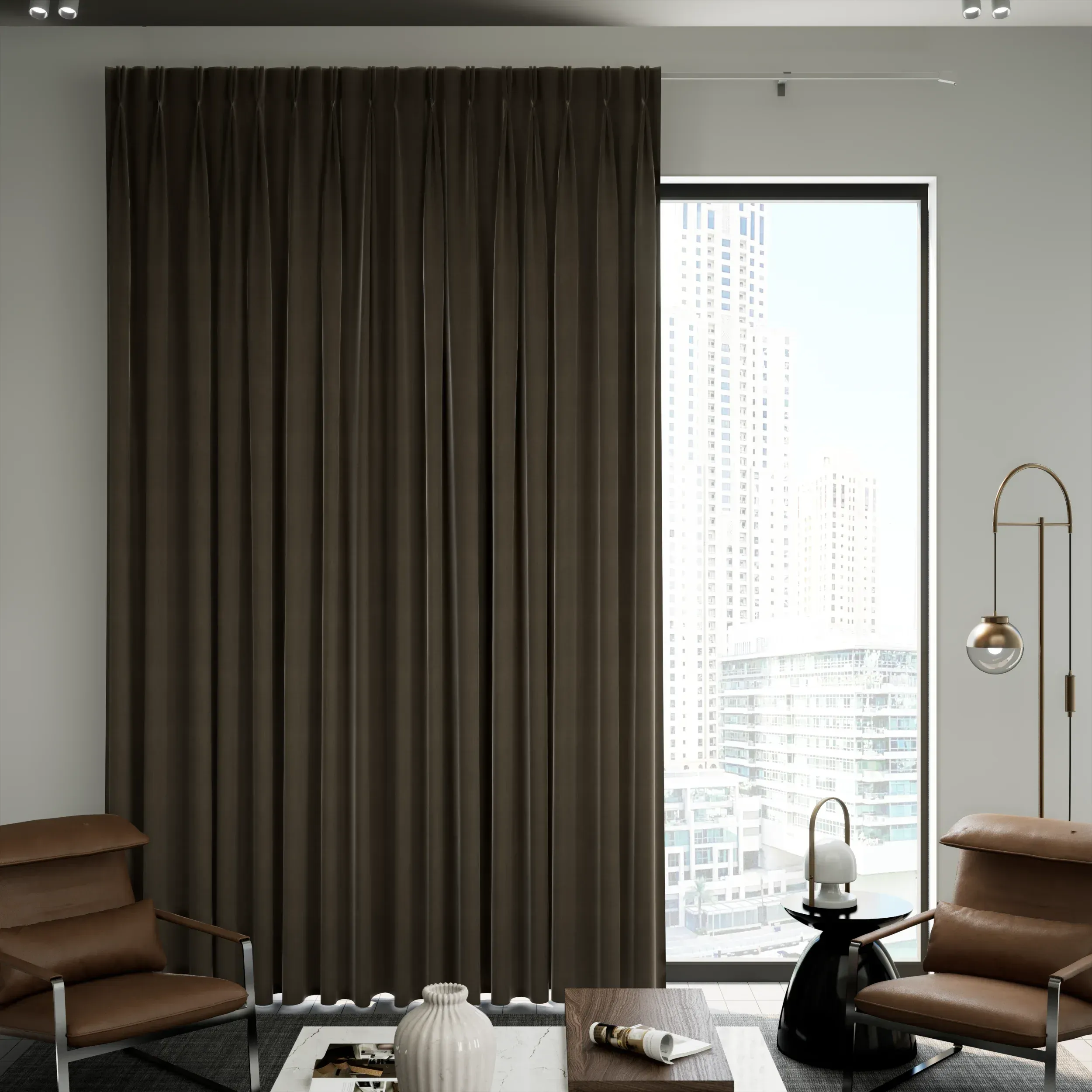 Blackout Curtain - Pinch Pleat - Brown