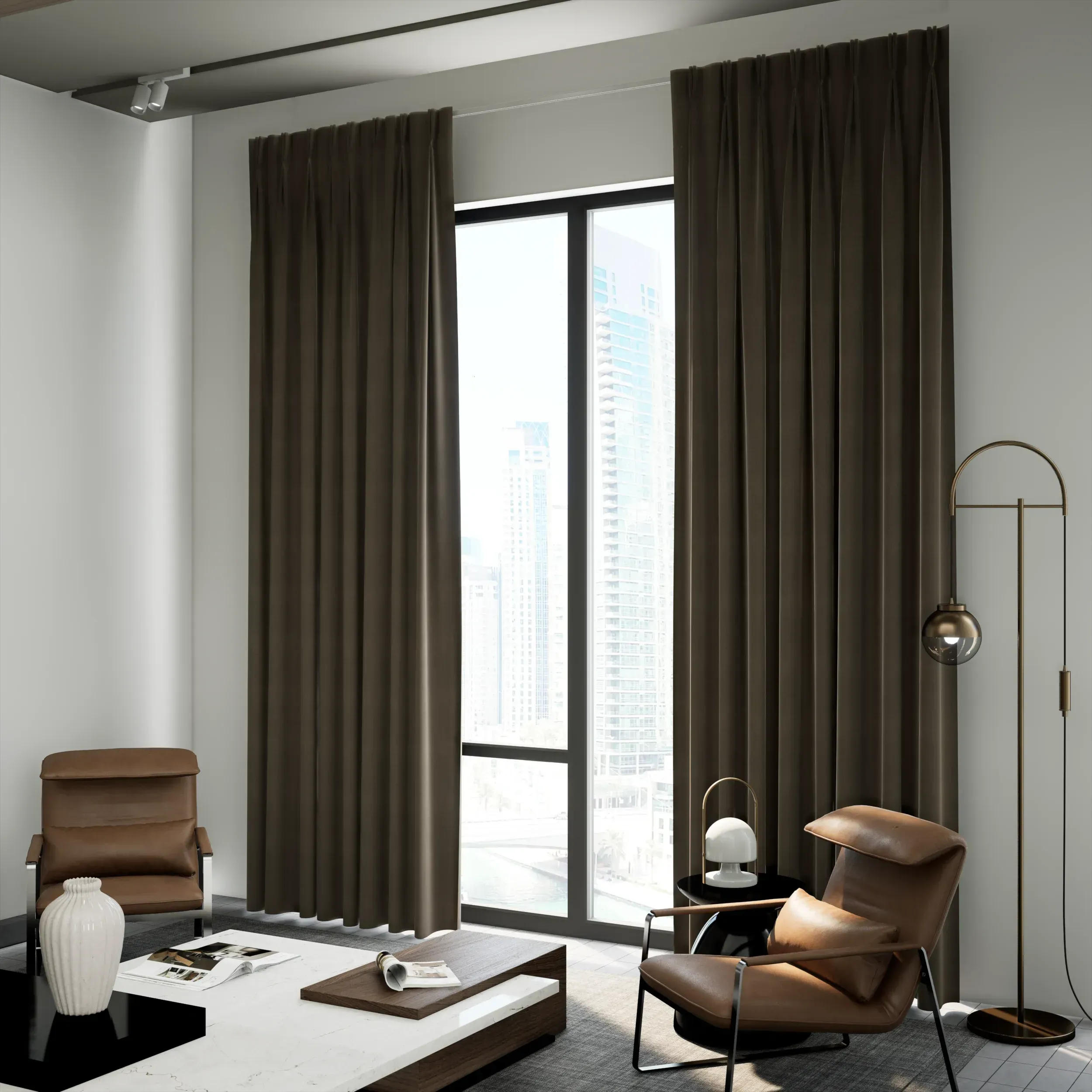 Blackout Curtain - Pinch Pleat - Brown