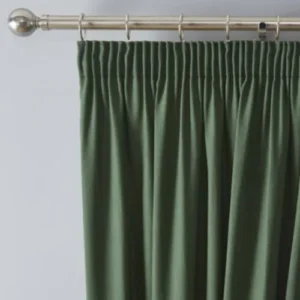 Fusion Dijon Blackout Bottle Green Pencil Pleat Curtains 1