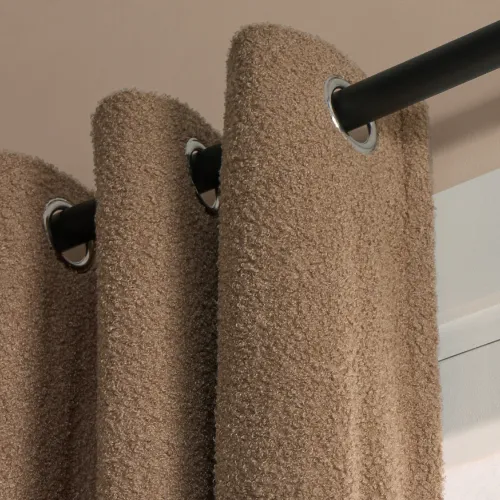OHS Bouclé Eyelet Blackout Curtains Natural - Image 2