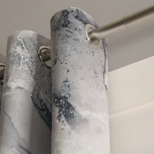 OHS Marble Print Eyelet Blackout Curtains Grey - Image 2