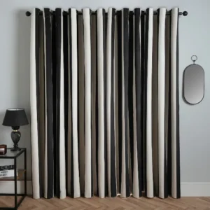 OHS Stripe Print Eyelet Ultra Blackout Curtains Monochrome