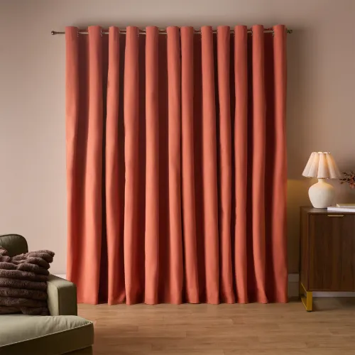 OHS Woven Texture Eyelet Blackout Curtains Rust - Image 2