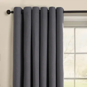 OHS Woven Texture Eyelet Ultra Blackout Curtains Charcoal