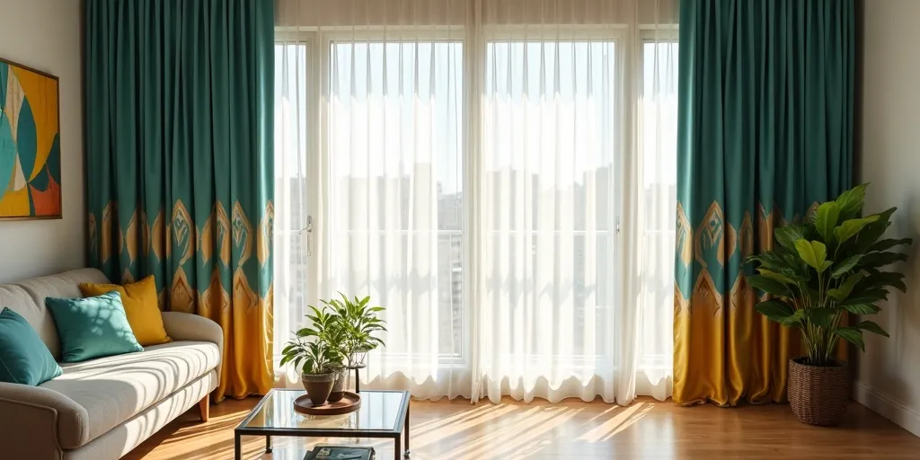 What role does color or pattern play in designing curtains for a living room?