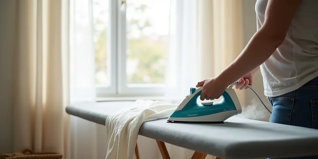 What are the steps to iron sheer curtains?