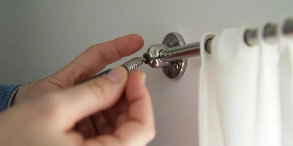 How do you secure the curtain rod brackets in place?