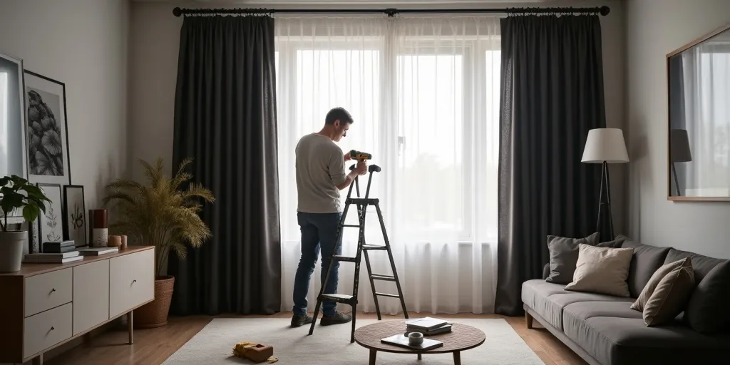 How do you hang blackout curtains?