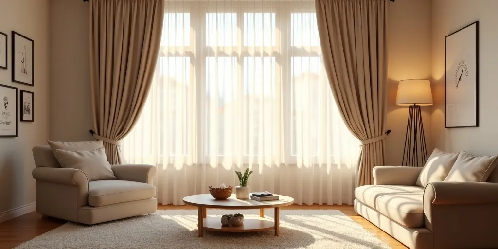 How do curtains with lining benefit a living room?