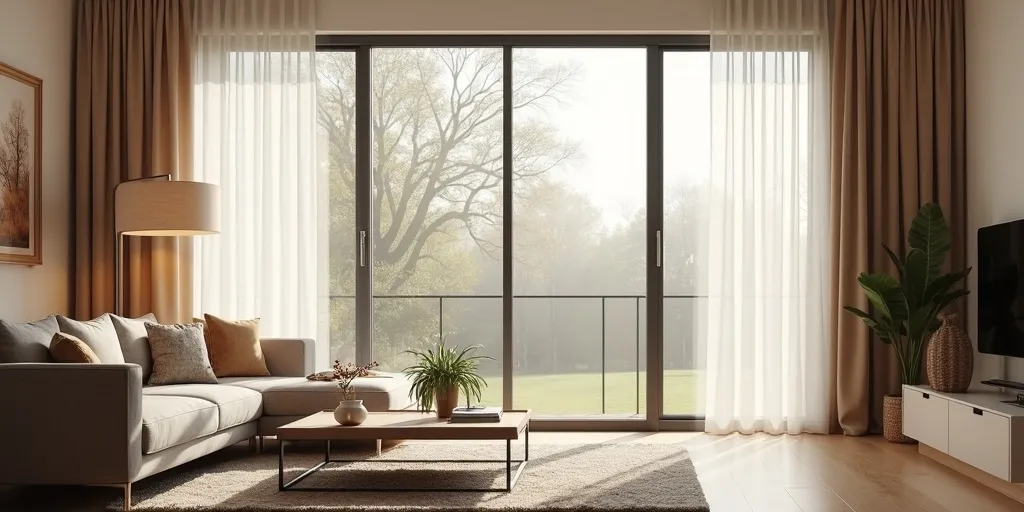 What factors should be considered when choosing curtains for a living room?