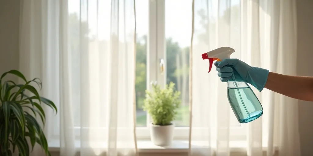 How can you effectively remove mould from sheer curtains?