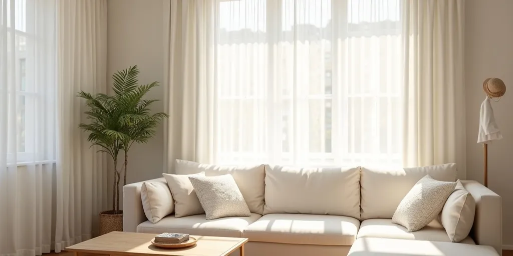 How do neutral colors affect the atmosphere with sheer curtains?