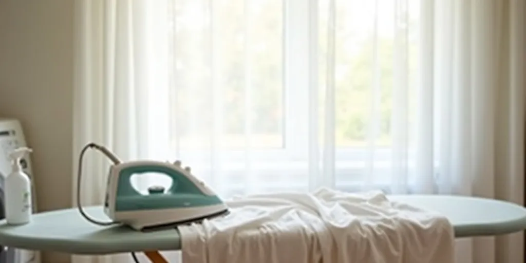 What precautions should be taken when ironing sheer curtains?