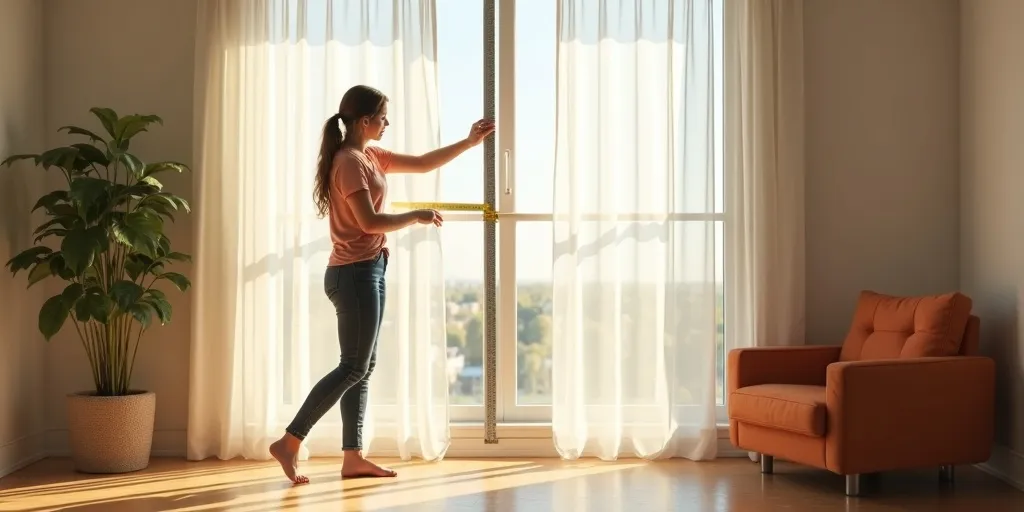 How do you measure the width of a window for sheer curtains?