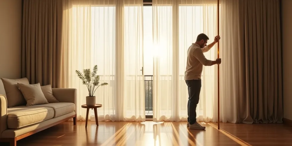 What is the purpose of measuring accurately for sheer curtains?