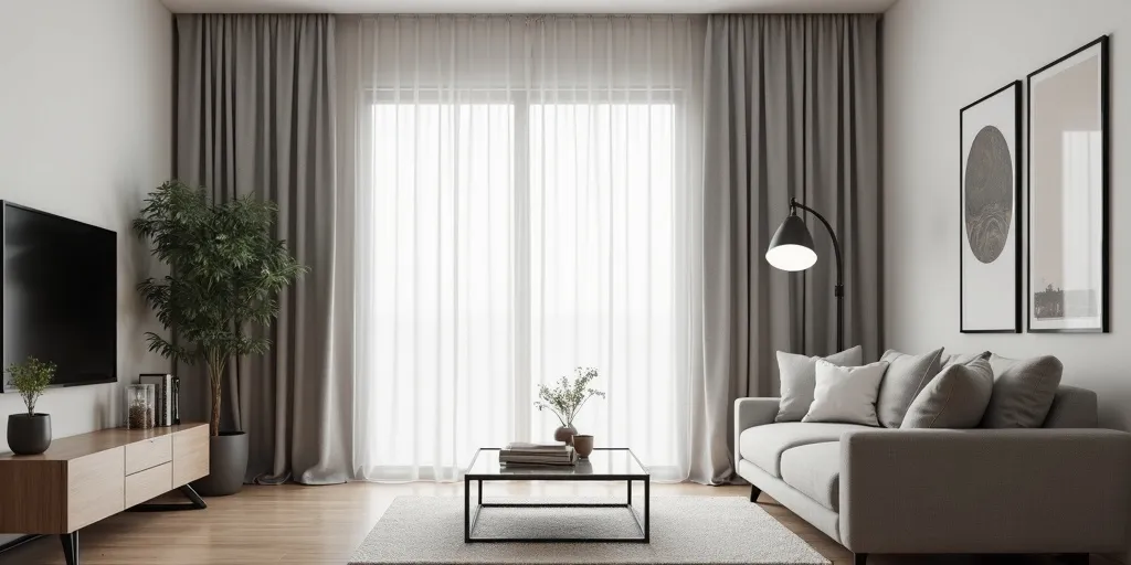 What makes grey eyelet curtains suitable for modern interiors?