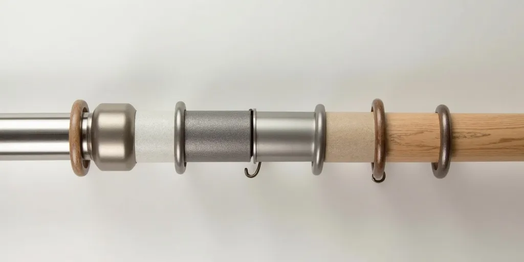 What materials are eyelet curtain poles made of?