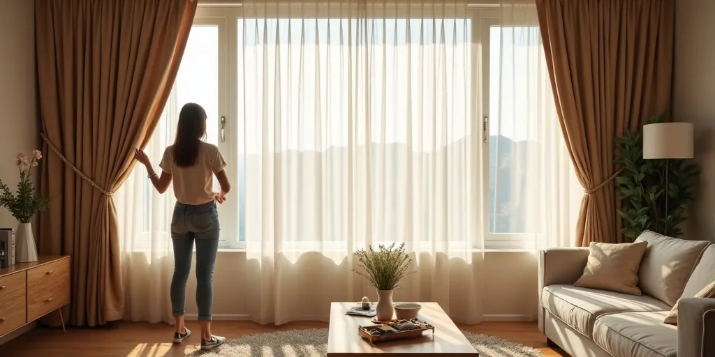 What can you do to adjust the length of the curtains once they are hung on the track?