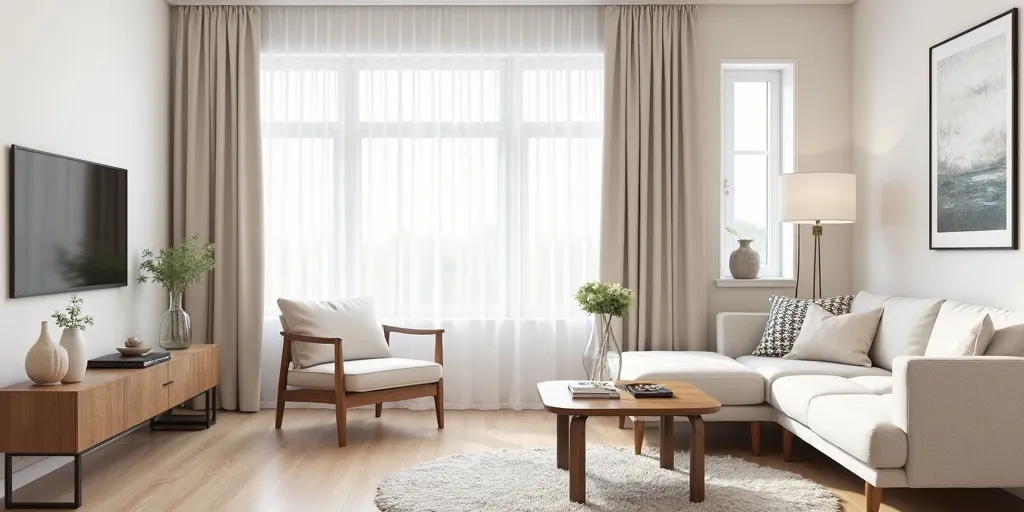 How do neutral curtain colors like white, beige, or gray complement various decor styles?