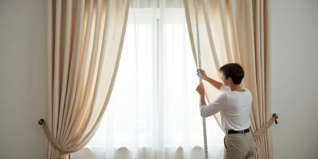 What is the recommended method for measuring the length of eyelet curtains?
