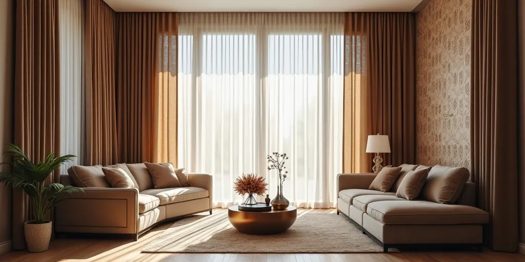 What role do patterns and textures play in choosing curtains for a living room?