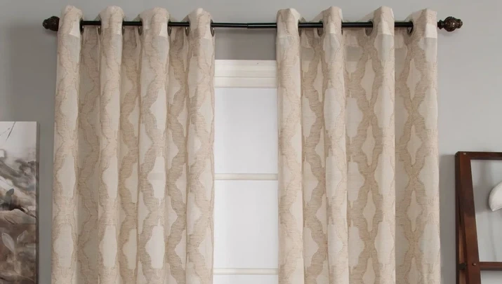 Beige Eyelet Curtains