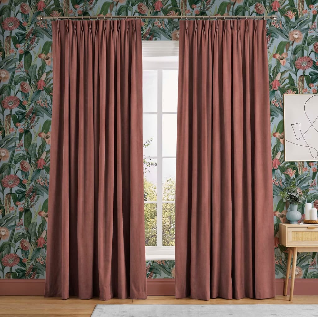 Corduroy Pink Bedroom Curtain