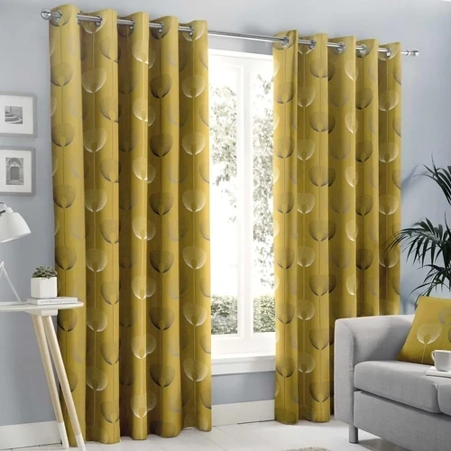 Mustard Eyelet Curtain Pairs Yellow