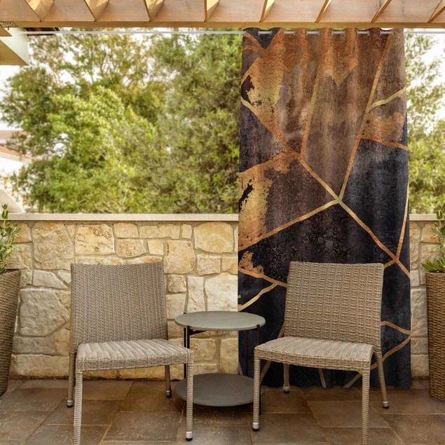 Onyx With Gold Outdoor Curtains