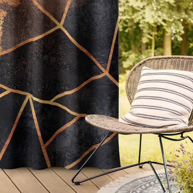 Onyx With Gold Outdoor Curtains