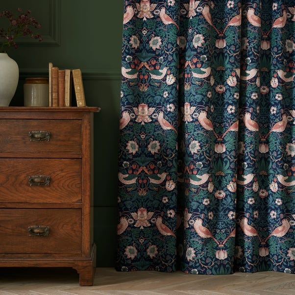 William Morris Strawberry Thief Pencil Pleat Curtains