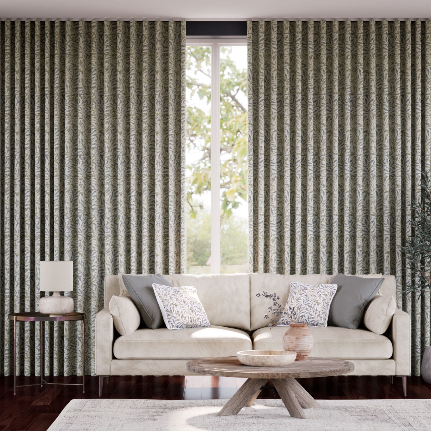 William Morris Willow Bough Mink Motorised Curtains