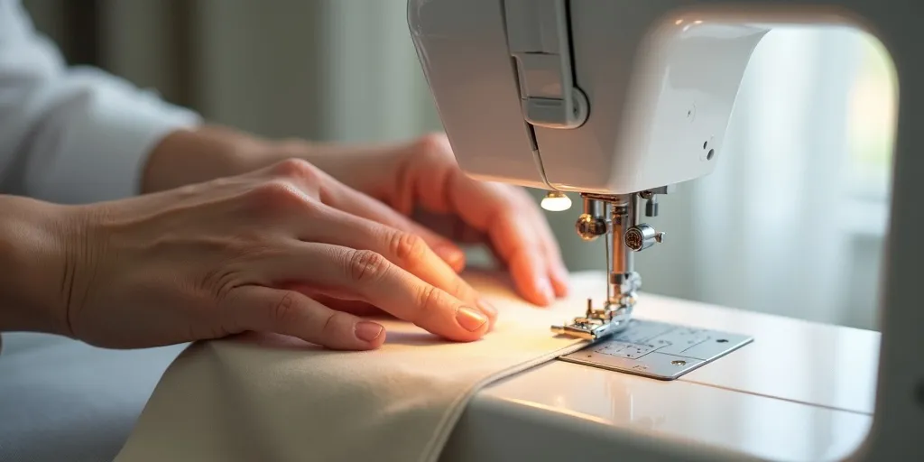 How do you create hems on fabric for eyelet curtains?