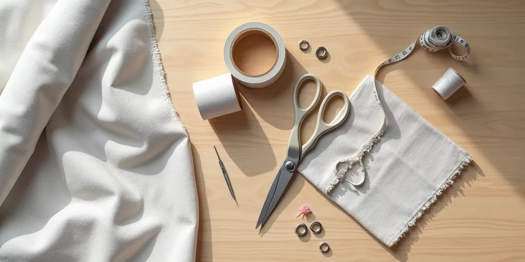 What materials are needed for making eyelet curtains with tape and lining?