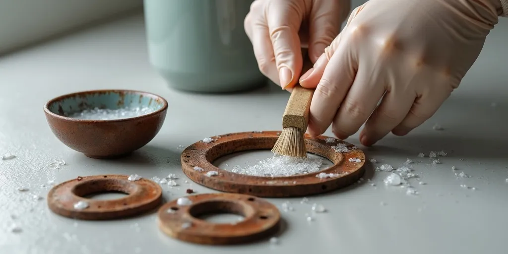 How can you clean rusty curtain eyelet rings?