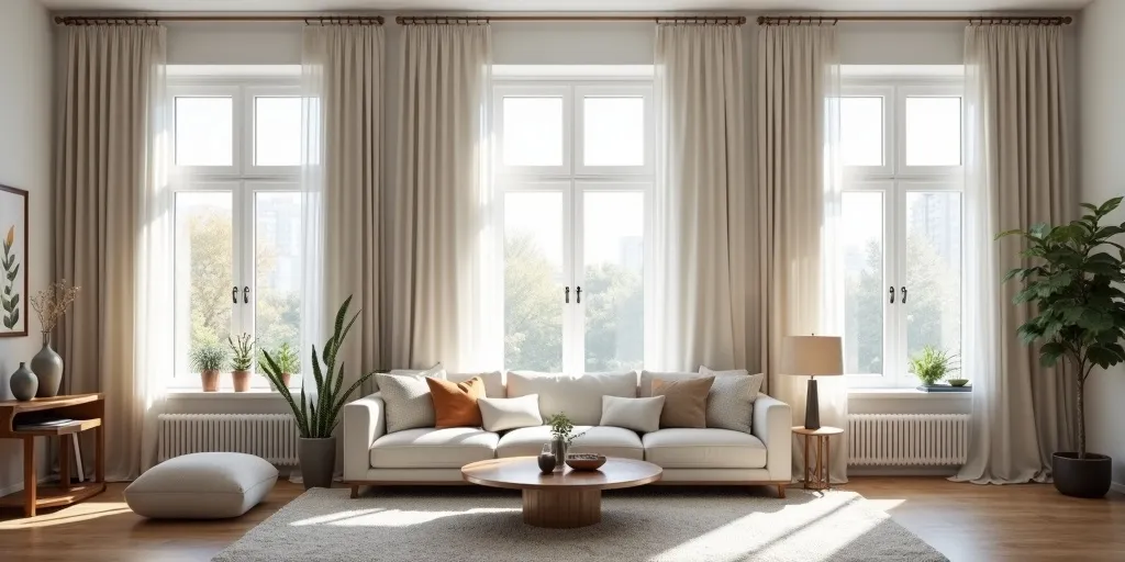 What factors should be considered when determining living room curtain length?