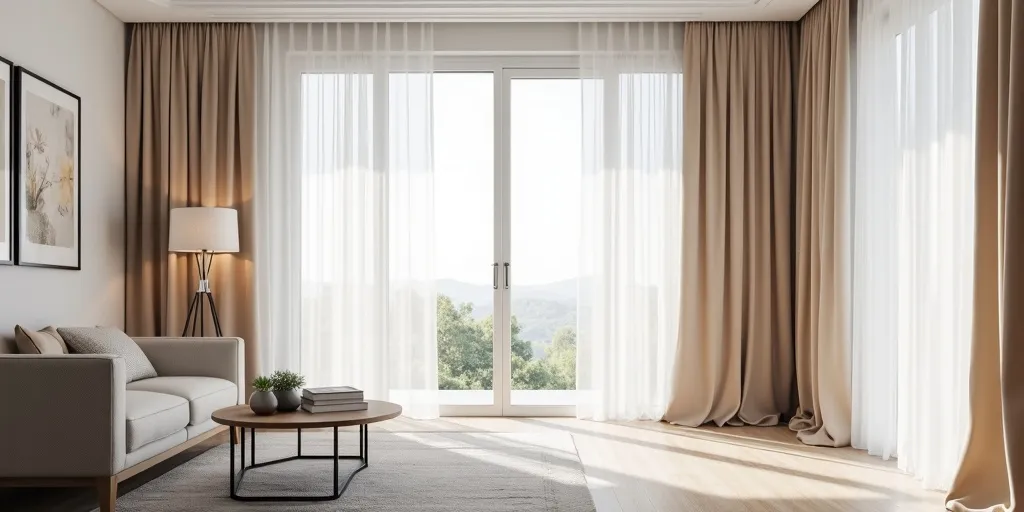 How can the length of living room curtains impact the overall room design?