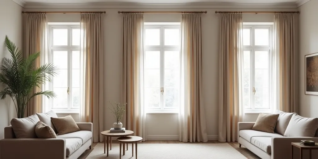 How does the style of curtains influence the ideal length for living room curtains?