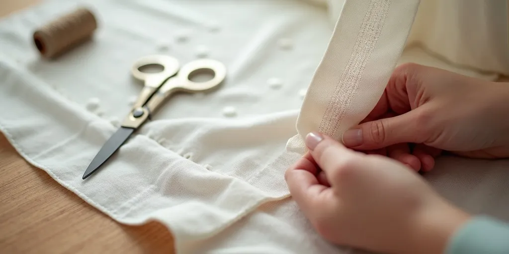 How do you attach eyelet tape to curtain panels?