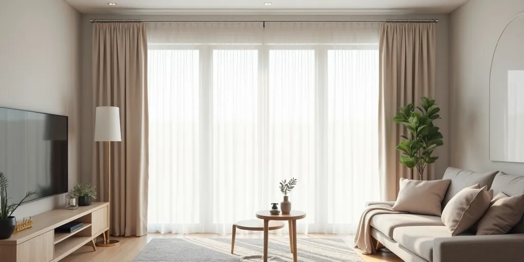 How can you ensure the eyelet curtains are hanging evenly?
