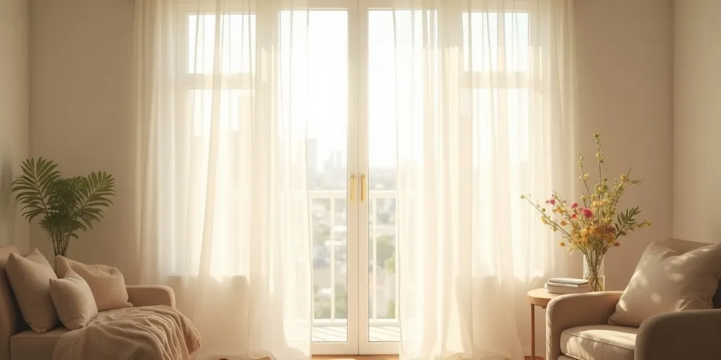How do sheer curtains contribute to a light and airy feel in a room?