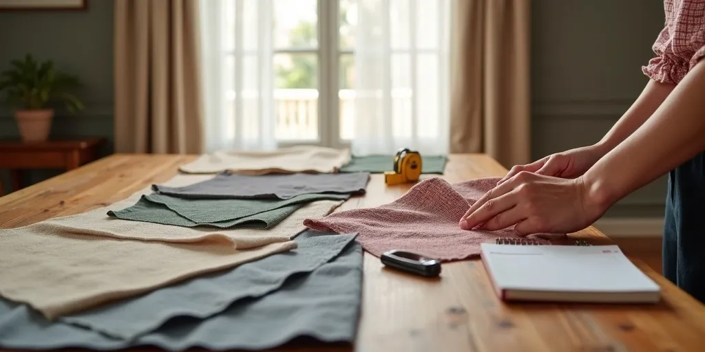 How do you choose fabric for lined eyelet curtains?