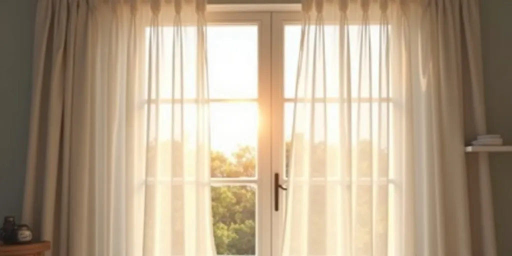 How do sheer curtains appear when seen from the exterior?