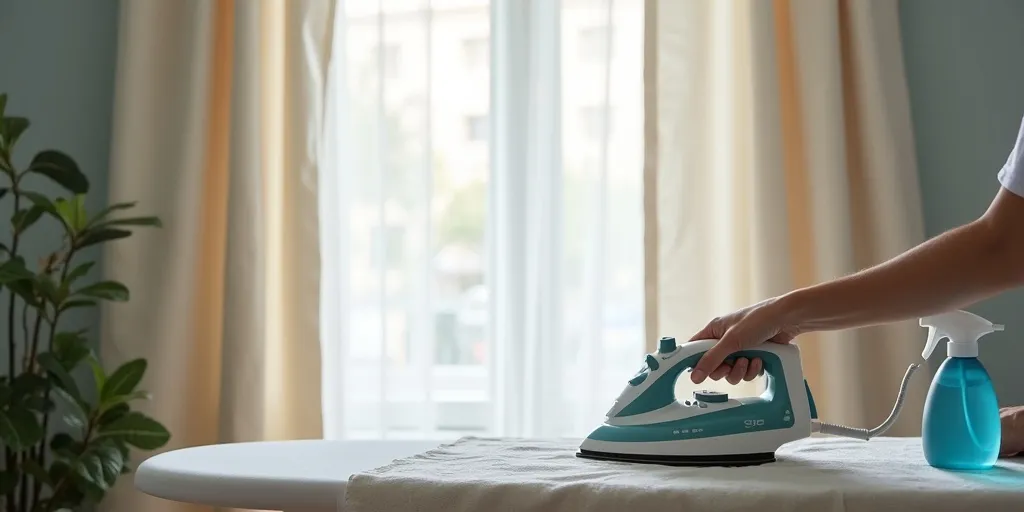 What precautions should be taken when ironing blackout curtains?