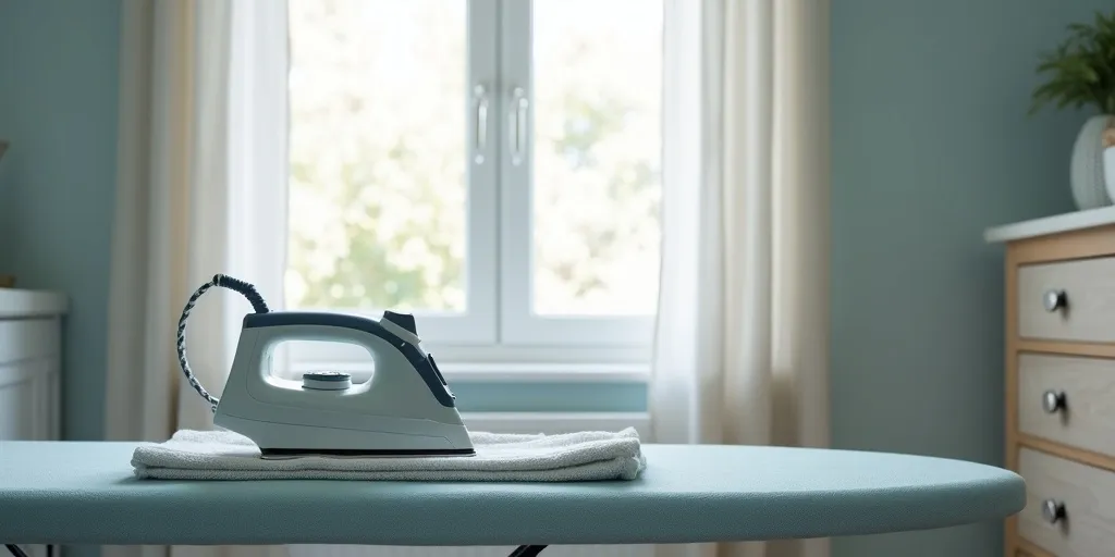 What is the recommended heat setting for ironing blackout curtains?