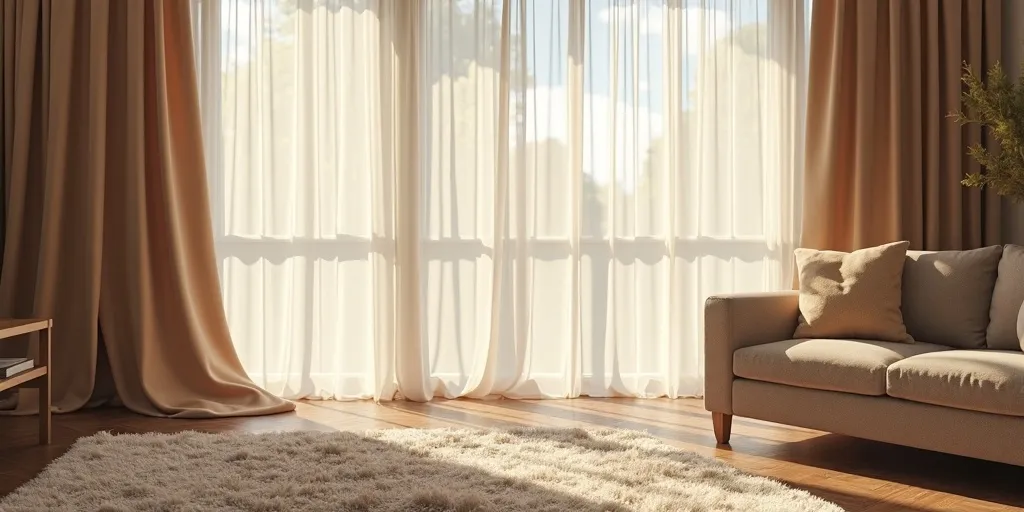 Why is it important to avoid curtains dragging on the floor in a living room?