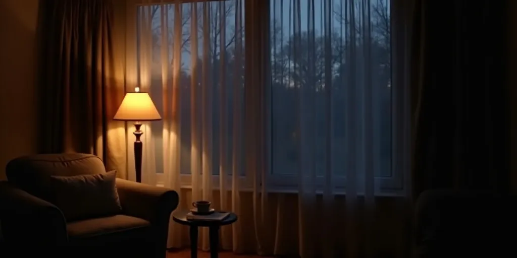 What can be done to enhance privacy when using sheer curtains at night?