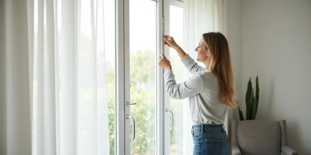 How do you measure the width of the window for sheer curtains?