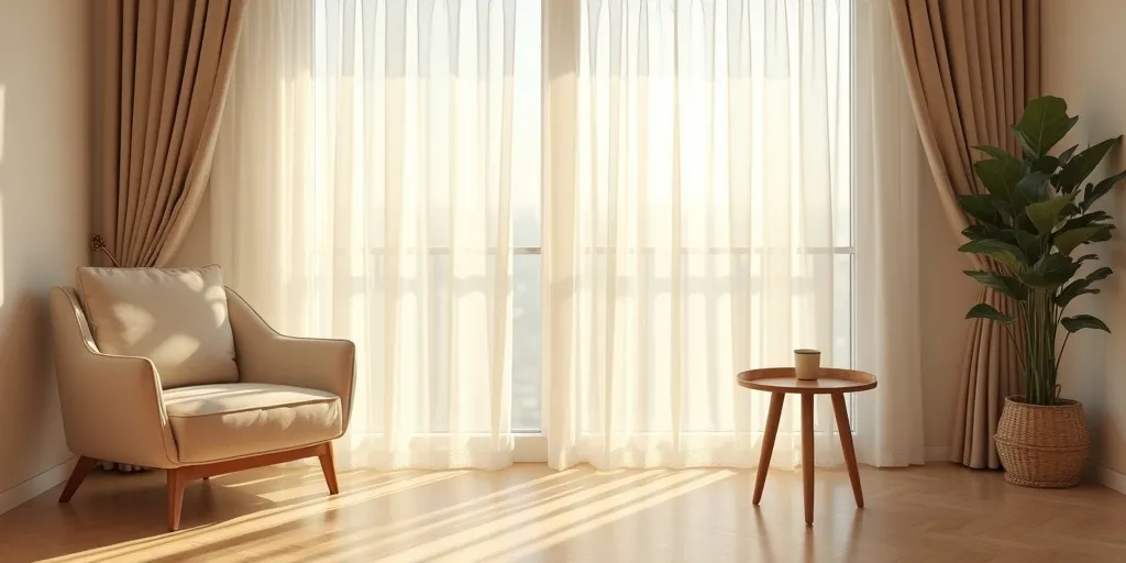 How do sheer curtains provide privacy while still allowing light to filter through?