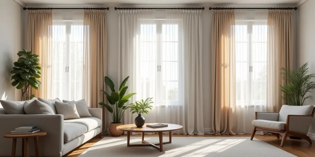 What factors should you consider when choosing curtains for your living room?
